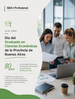 📊 15 de Junio | Día del Graduado en Ciencias
 
Económicas de la Provincia de Buenos Aires
Hoy celebramos a quienes, con compromiso, conocimiento y vocación, contribuyen al desarrollo económico, social e institucional de nuestra provincia.
En un año especial, acompañamos además los 80 años del Consejo Profesional de Ciencias Económicas de la Provincia de Buenos Aires, una institución que desde 1945 representa, jerarquiza y fortalece el ejercicio profesional de miles de graduados.

👏 ¡Feliz Día del Graduado en Ciencias Económicas de la Provincia de Buenos Aires!

#DíaDelGraduado #CienciasEconómicas #Graduados #ConsejoProfesional #80Años